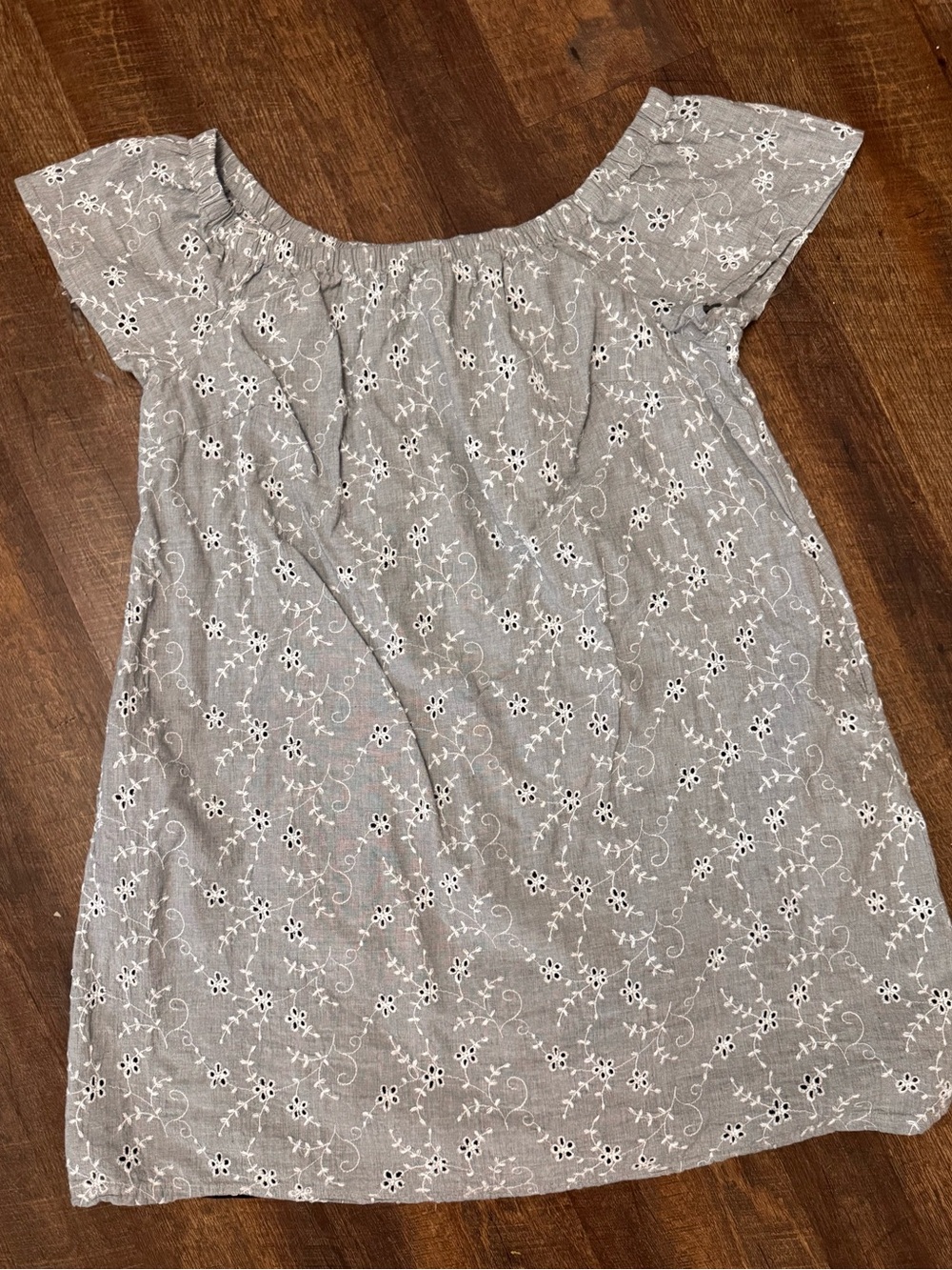 Lane Bryant Gray Eyelet Embroidered Dress size 14/16 Like New Cottagecore Cotton